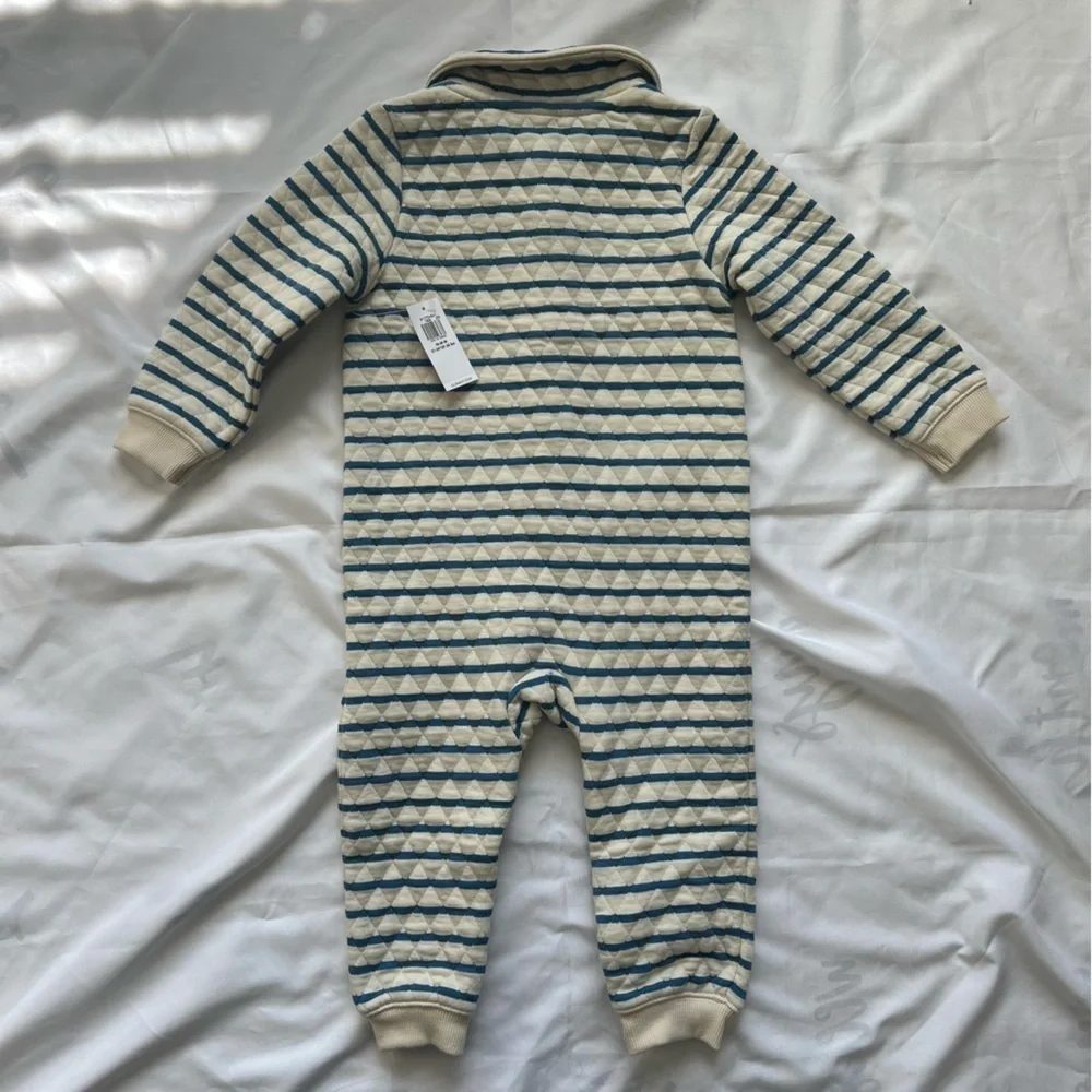 Old Navy Unisex Striped Blue and White Quilted Kids One Piece Size 18-24 Months
